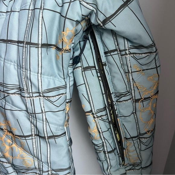 Women's e408 Ski & Snow Jacket in Blue with Yellow Flowers - Size M - Picture 4 of 16